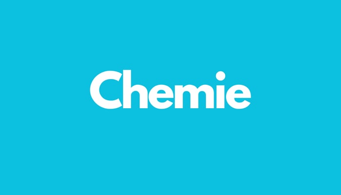 Türkisblauer Hintergrund mit weißem Text "Chemie".