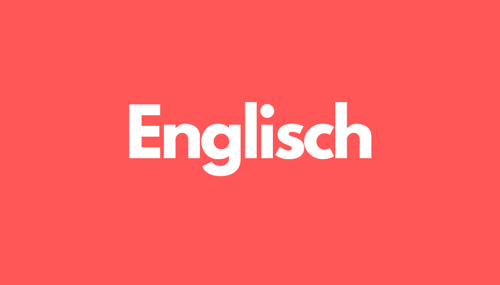 Weißes Wort "Englisch" auf rotem Hintergrund.