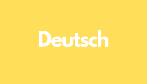 Weißes Wort "Deutsch" auf gelbem Hintergrund.